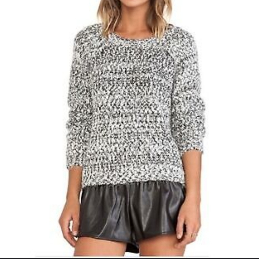 Buffalo David Bitton Women Black White Long Sleeve Knit Pullover Sweater Size S